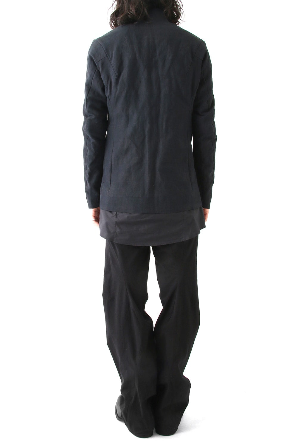 Jacket Cotton Linen Check Blue Black