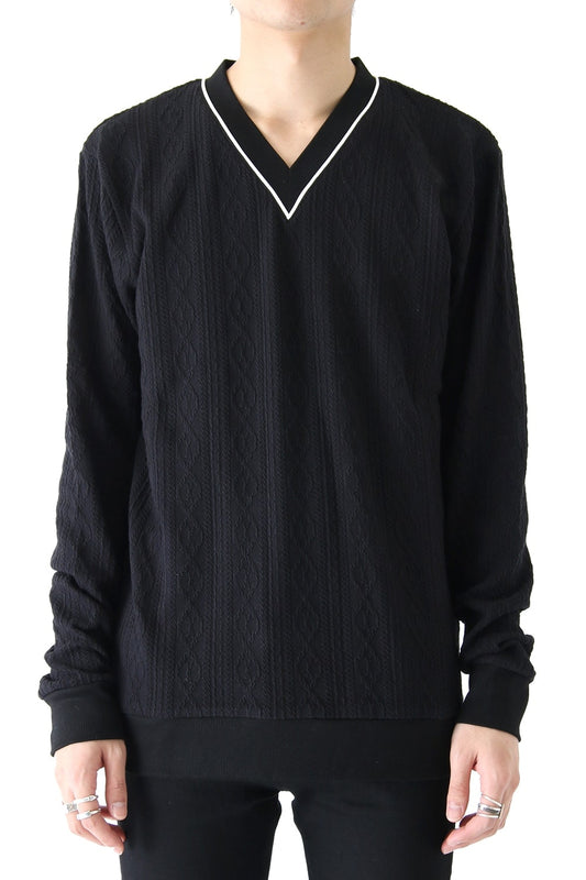LIGHTケーブル V NECK KNIT (BLACK)