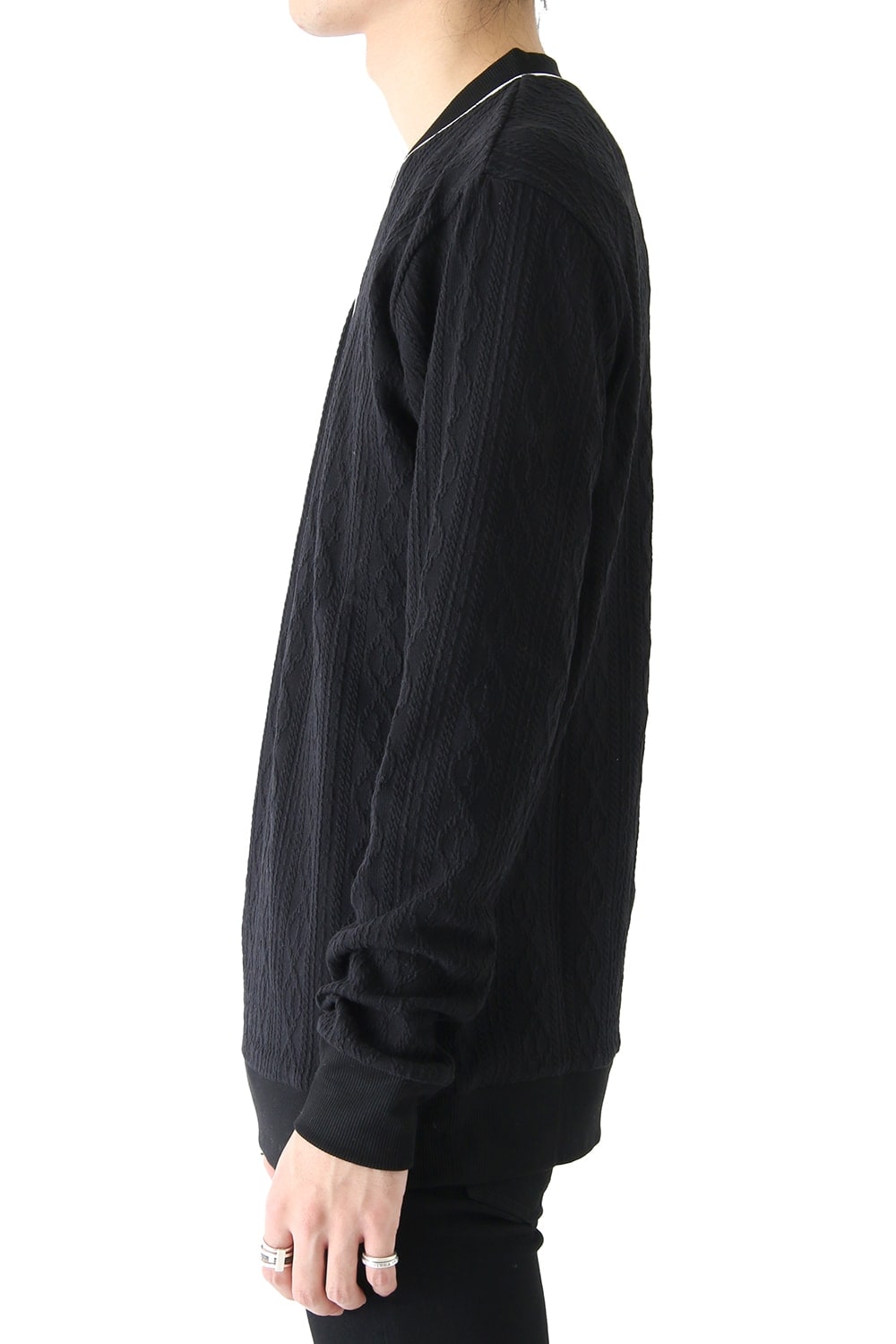 LIGHTケーブル V NECK KNIT (BLACK)