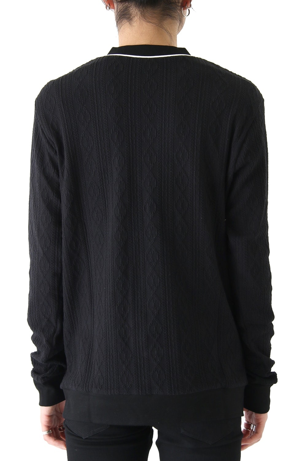 LIGHTケーブル V NECK KNIT (BLACK)