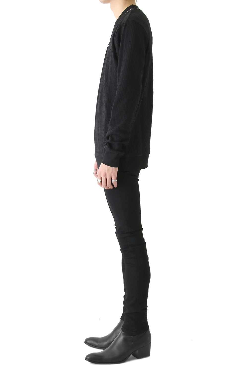 LIGHTケーブル V NECK KNIT (BLACK)
