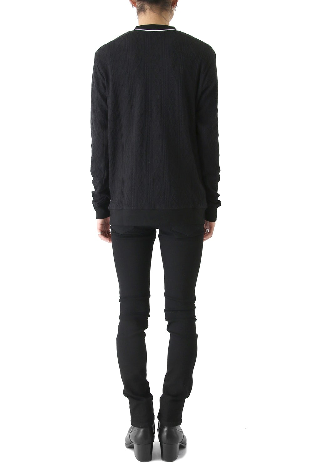 LIGHTケーブル V NECK KNIT (BLACK)