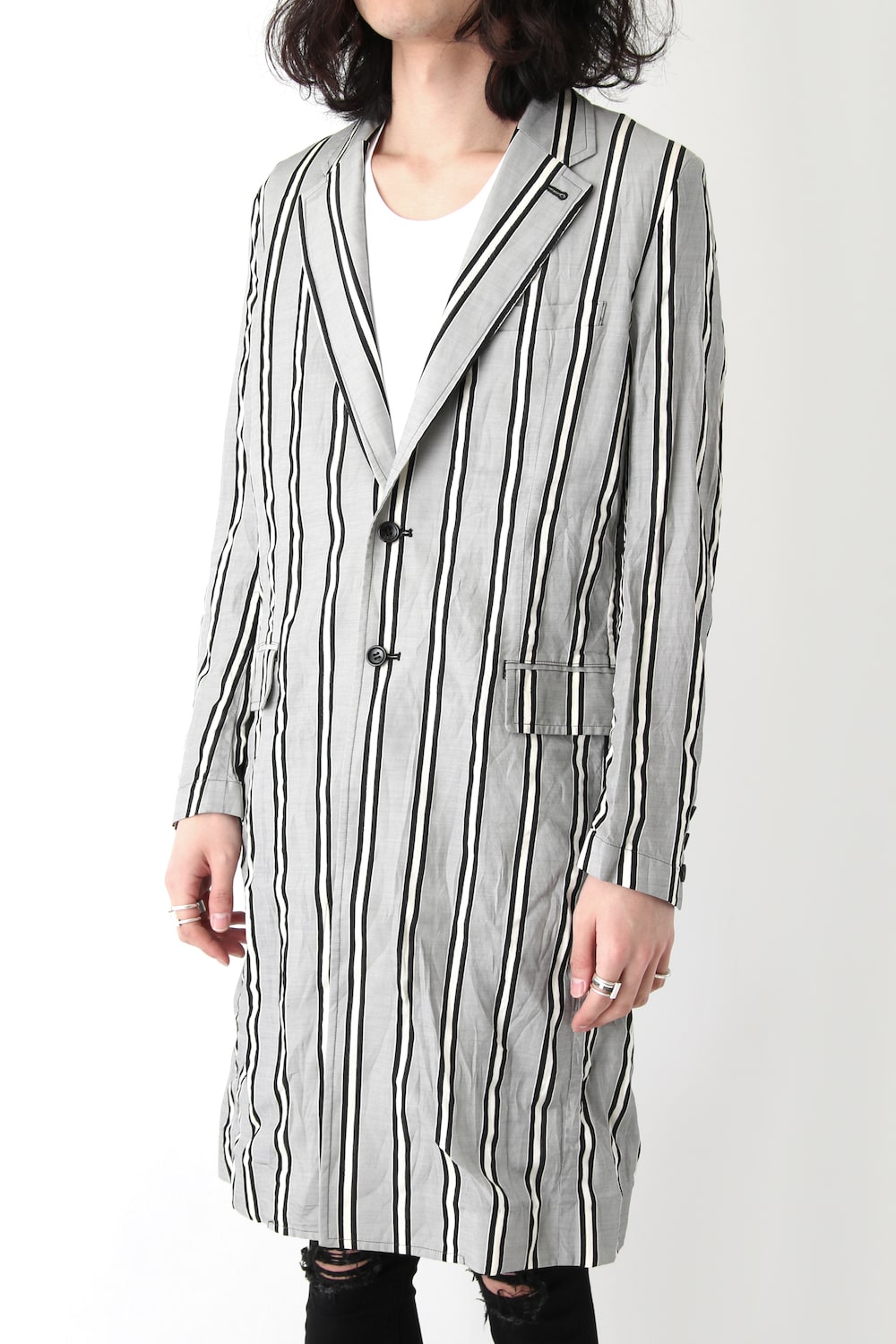 GROOVE STRIPE JACQUARD LONG JACKET
