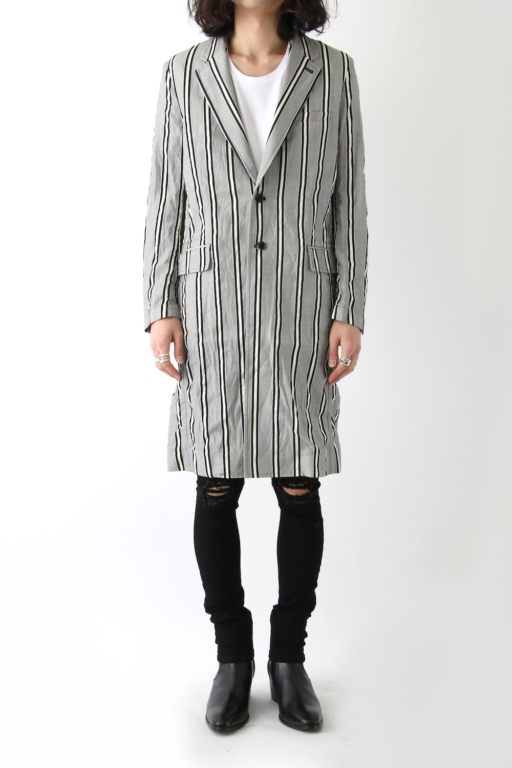 GROOVE STRIPE JACQUARD LONG JACKET