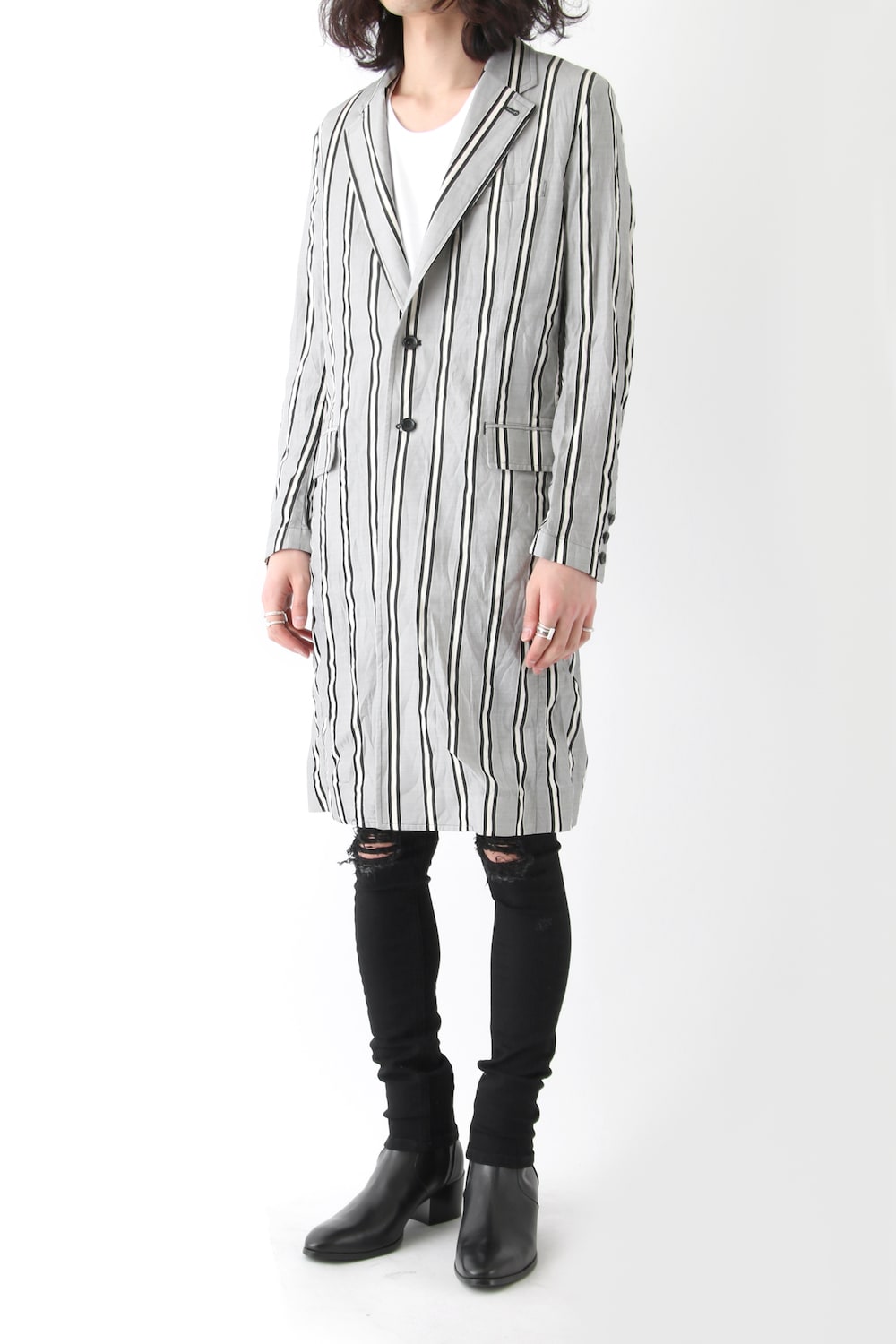 GROOVE STRIPE JACQUARD LONG JACKET
