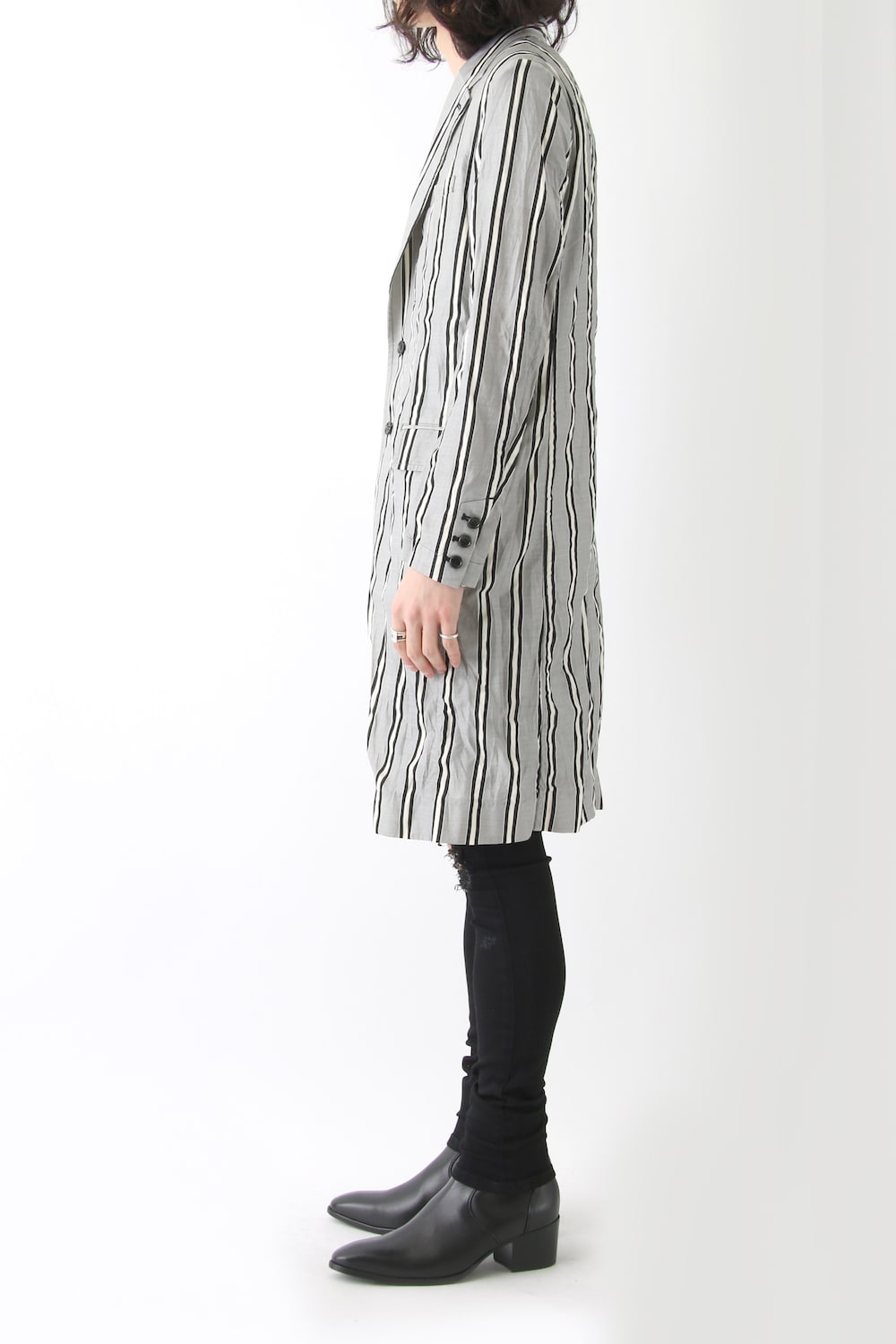 GROOVE STRIPE JACQUARD LONG JACKET