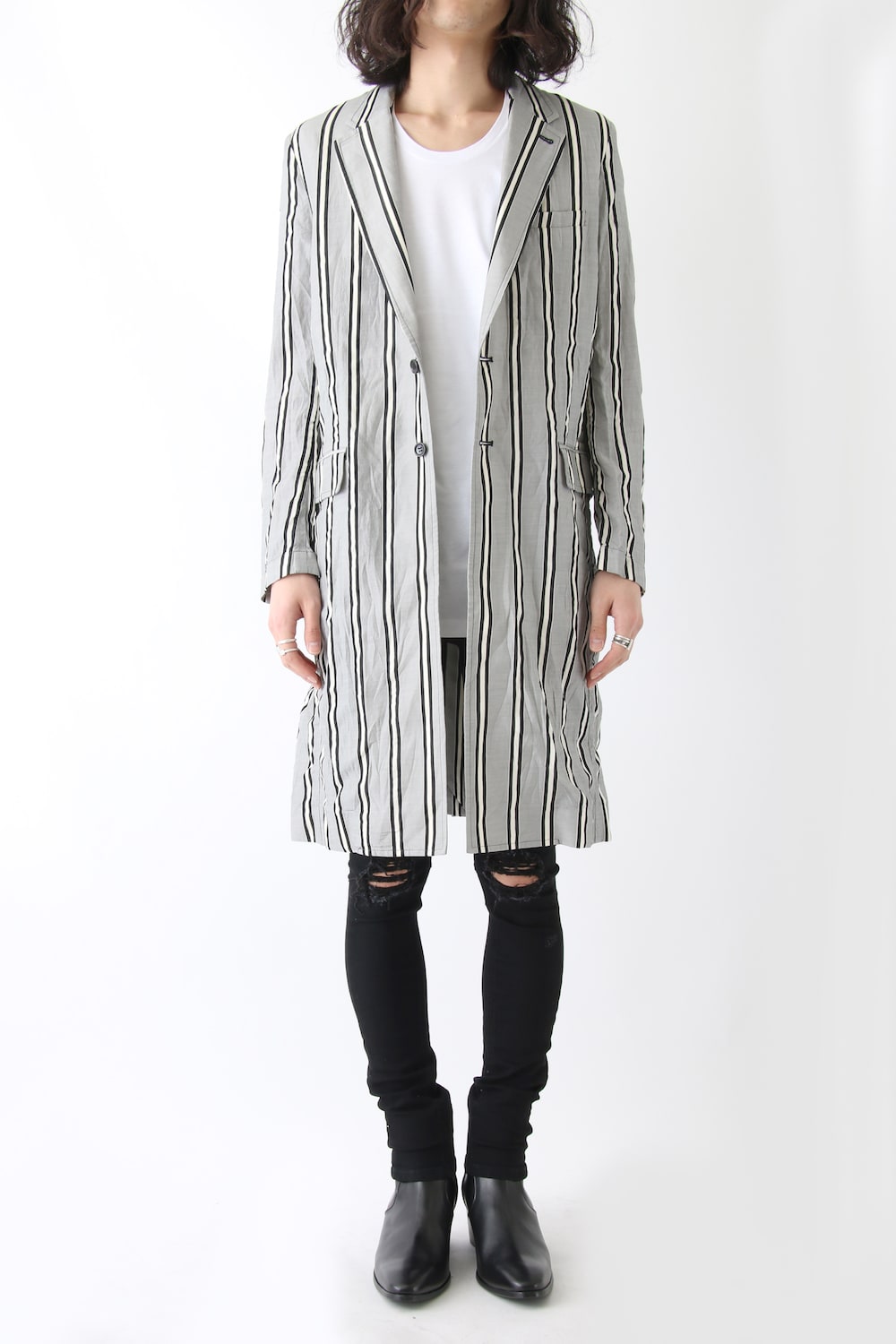 GROOVE STRIPE JACQUARD LONG JACKET