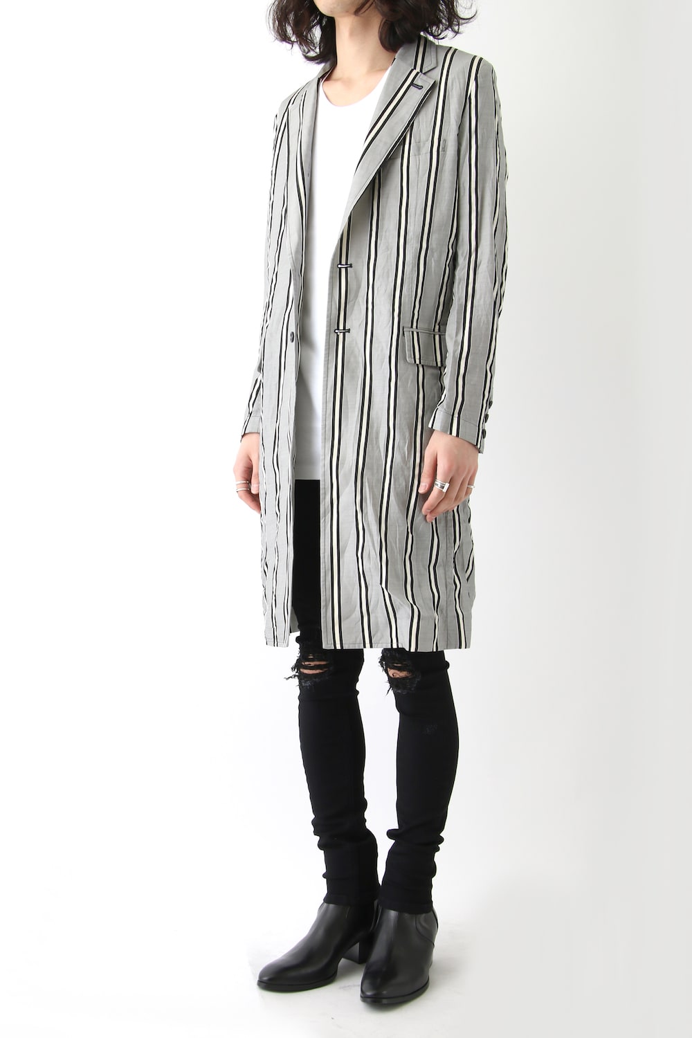 GROOVE STRIPE JACQUARD LONG JACKET