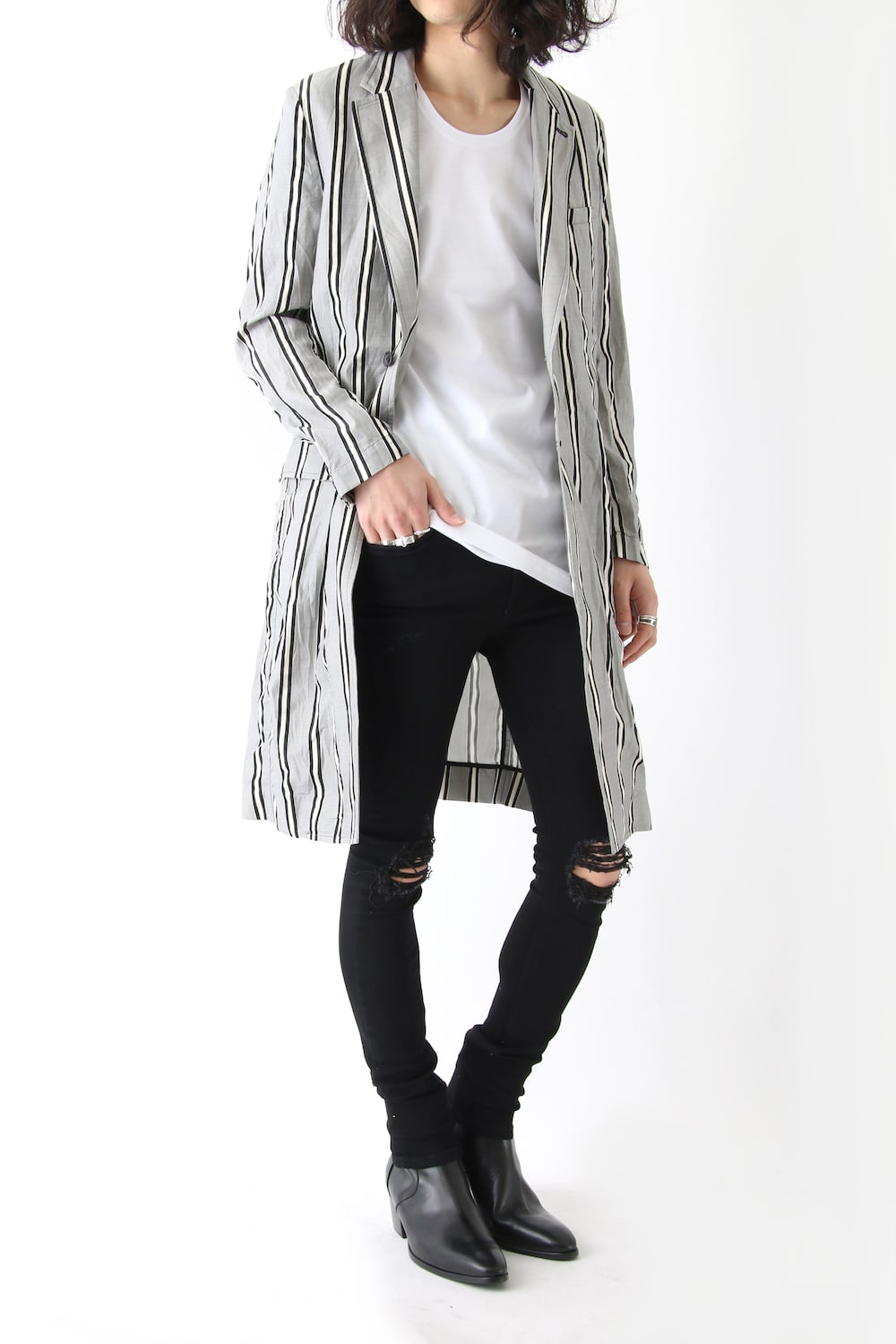 GROOVE STRIPE JACQUARD LONG JACKET
