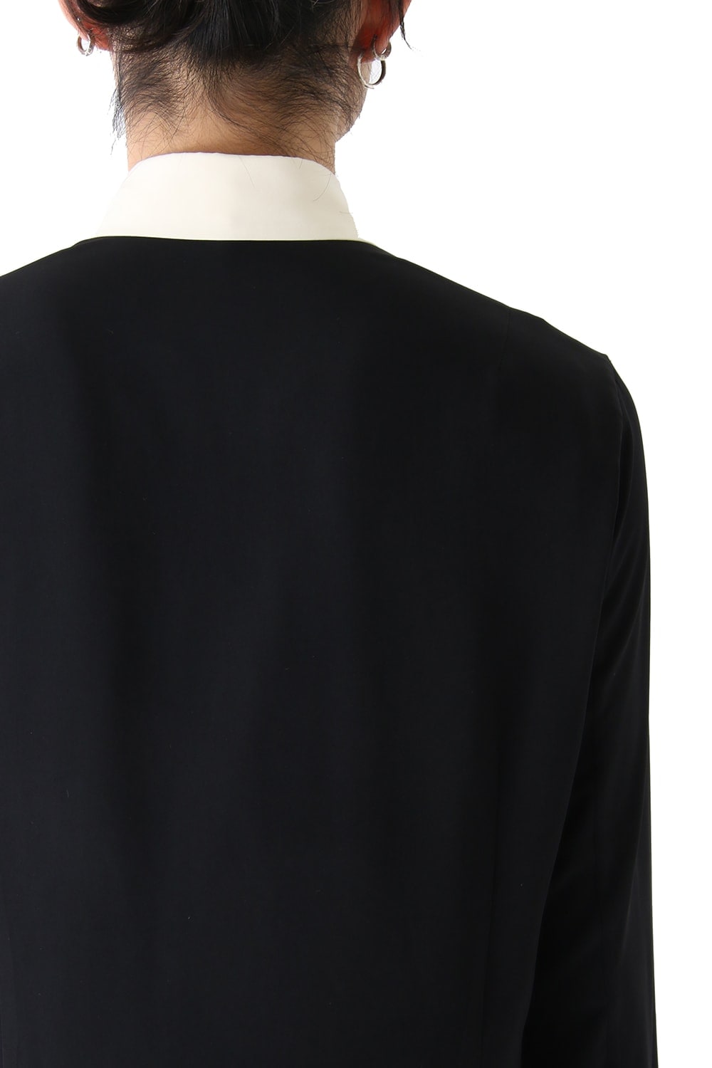 LAMBERT CREPE DE CHINE BOW COLLAR SHIRT (BLACK)