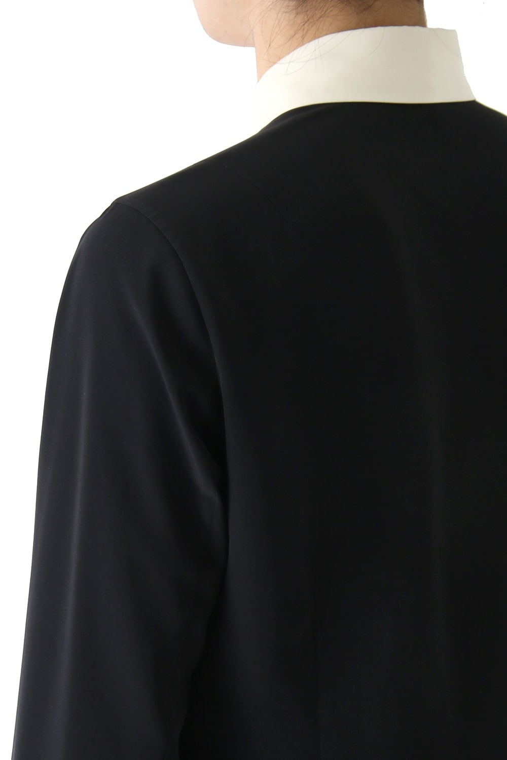 LAMBERT CREPE DE CHINE BOW COLLAR SHIRT (BLACK)