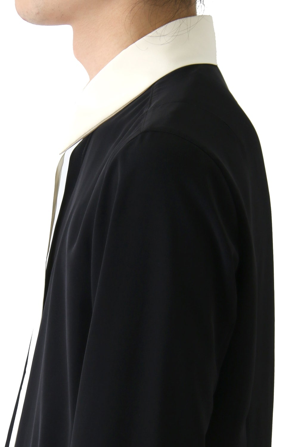 LAMBERT CREPE DE CHINE BOW COLLAR SHIRT (BLACK)