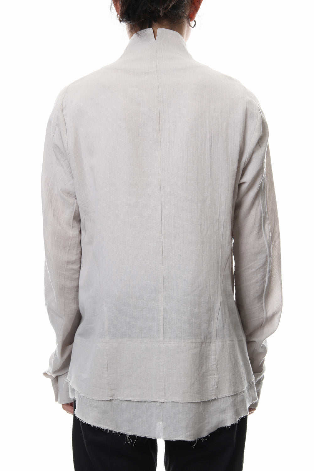 Japanese paper Cotton stand collar shirt - ST102-0049S Dusty White