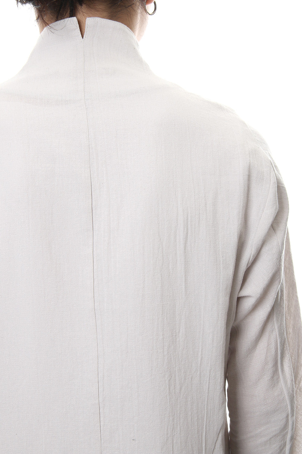 Japanese paper Cotton stand collar shirt - ST102-0049S Dusty White