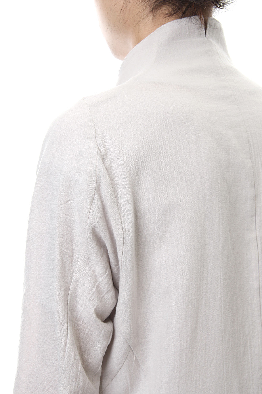 Japanese paper Cotton stand collar shirt - ST102-0049S Dusty White