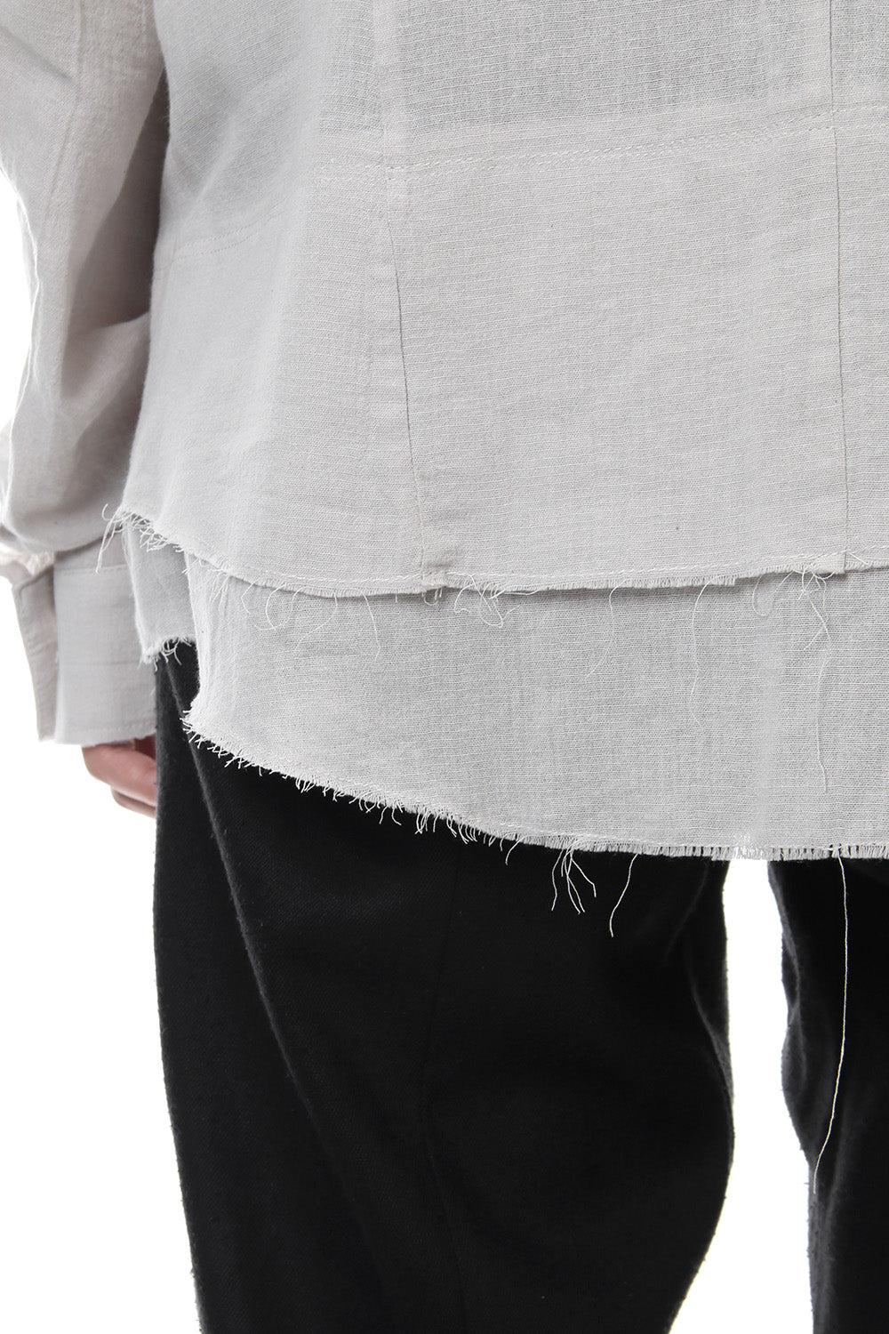 Japanese paper Cotton stand collar shirt - ST102-0049S Dusty White