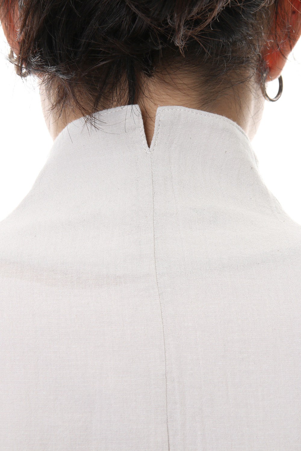 Japanese paper Cotton stand collar shirt - ST102-0049S Dusty White