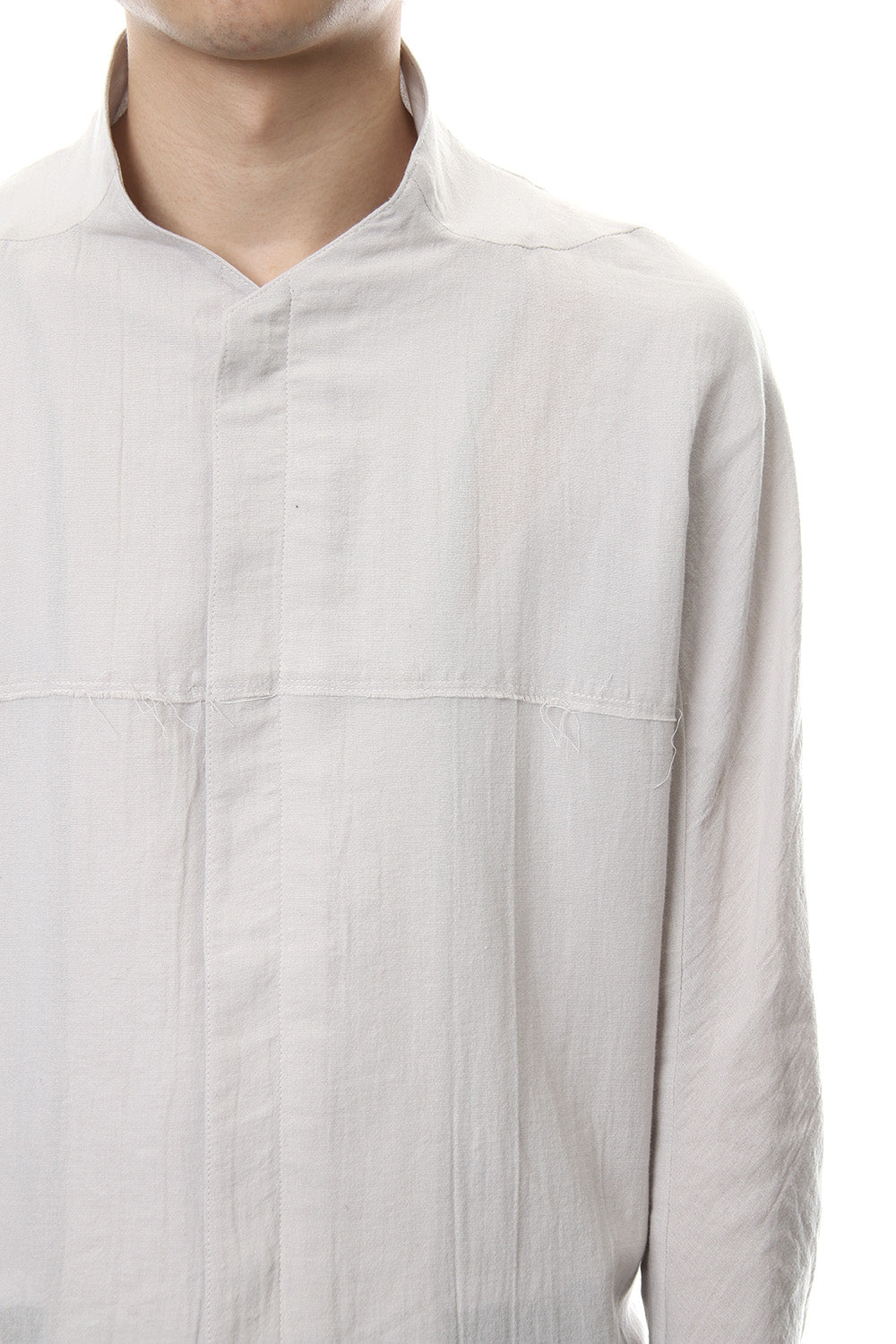 Japanese paper Cotton stand collar shirt - ST102-0049S Dusty White