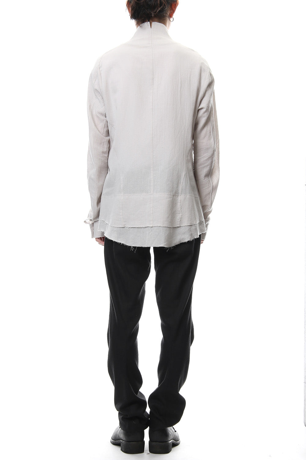 Japanese paper Cotton stand collar shirt - ST102-0049S Dusty White