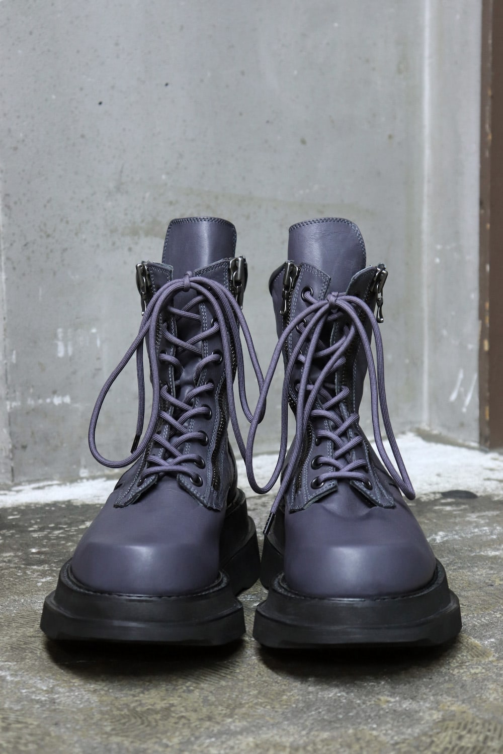 W SOLE ZIP COMBAT BOOTS Purple