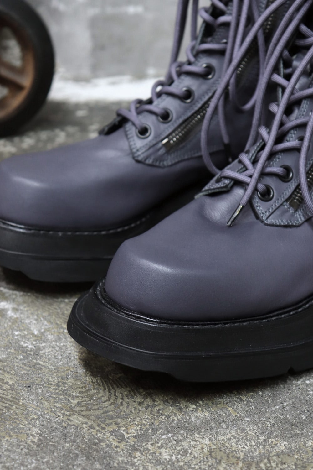 W SOLE ZIP COMBAT BOOTS Purple