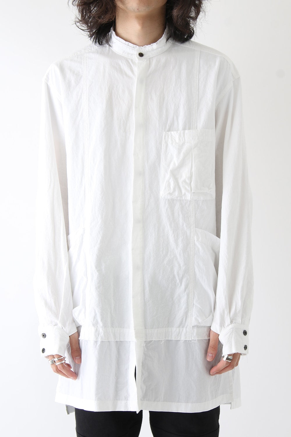 Cotton Linen Typewriter Cloth Long Shirt White