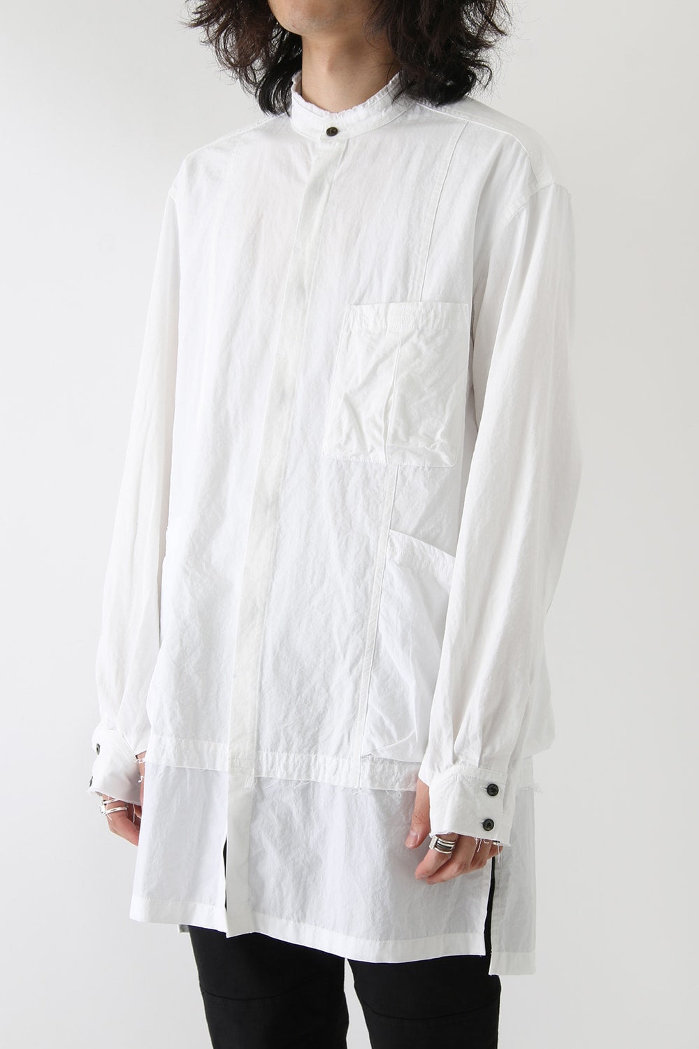 Cotton Linen Typewriter Cloth Long Shirt White