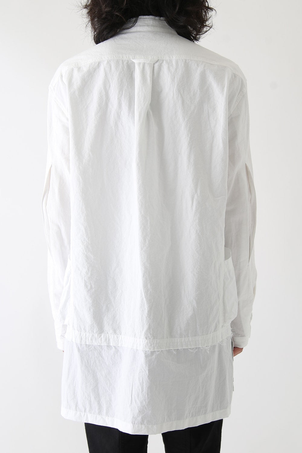 Cotton Linen Typewriter Cloth Long Shirt White