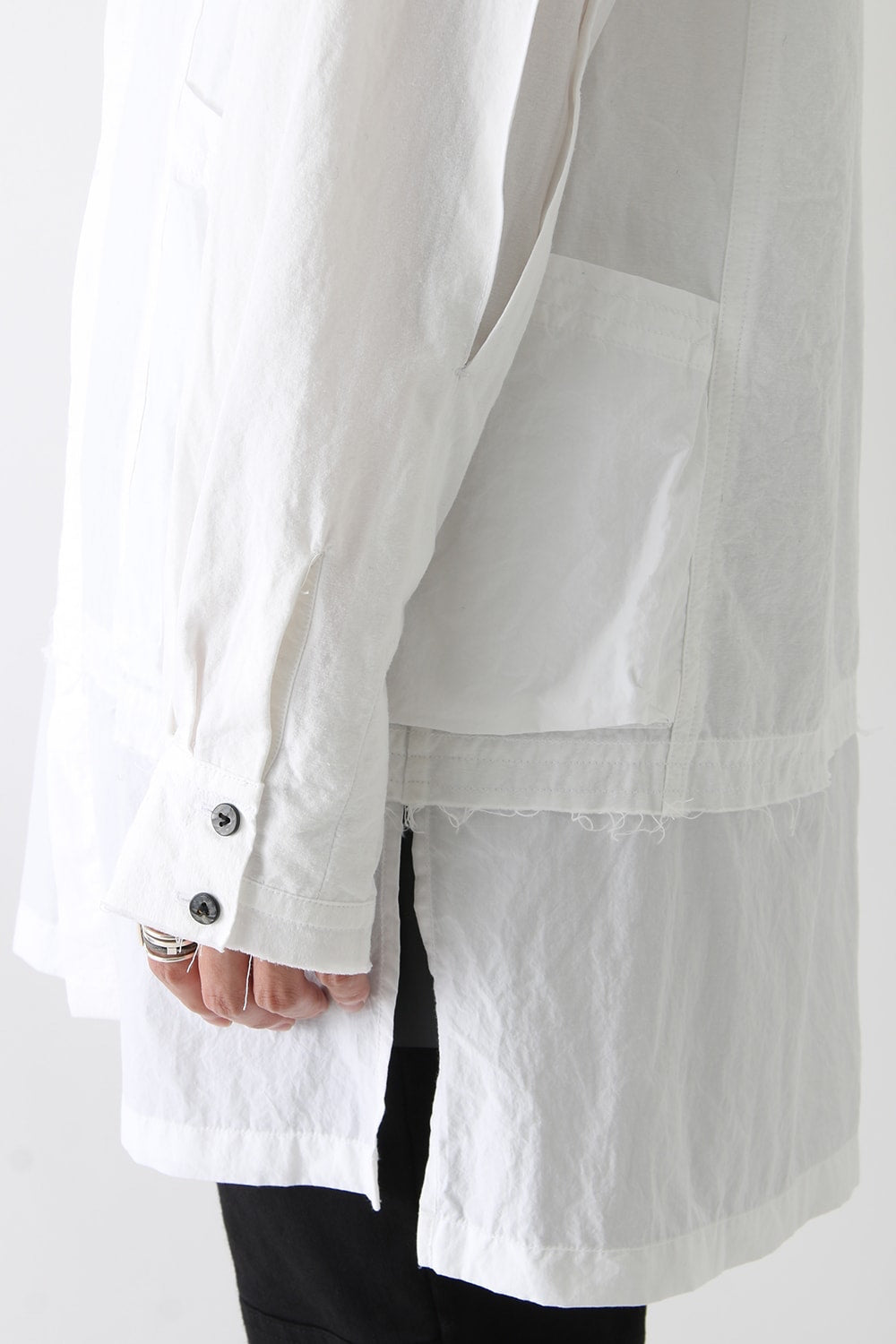 Cotton Linen Typewriter Cloth Long Shirt White