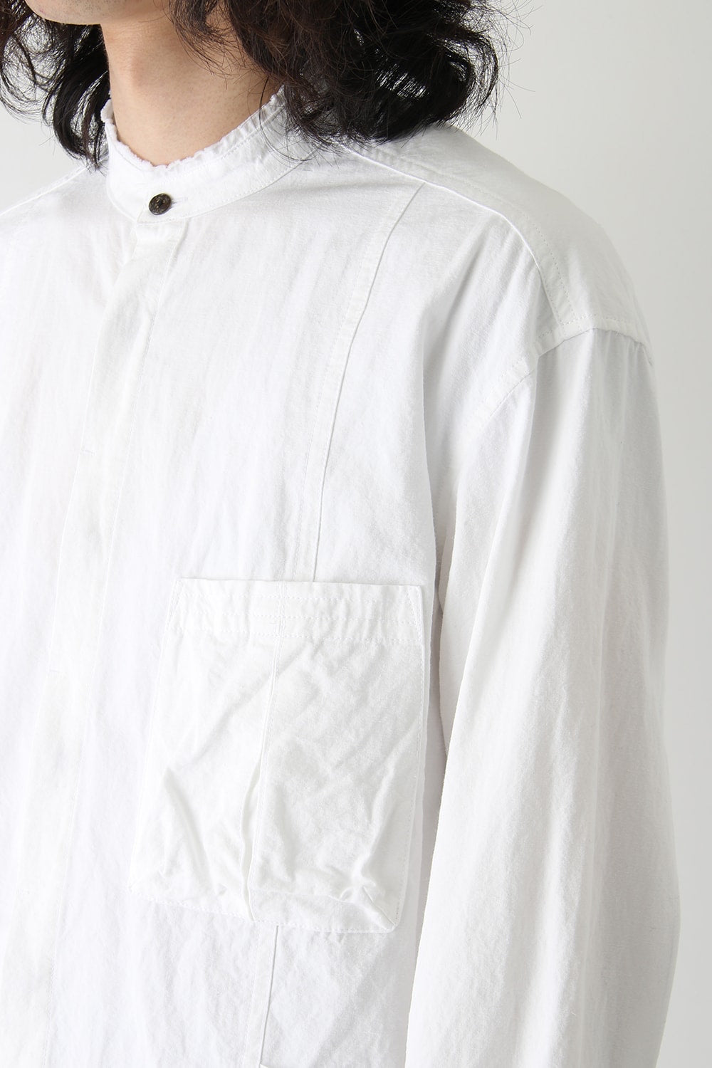 Cotton Linen Typewriter Cloth Long Shirt White