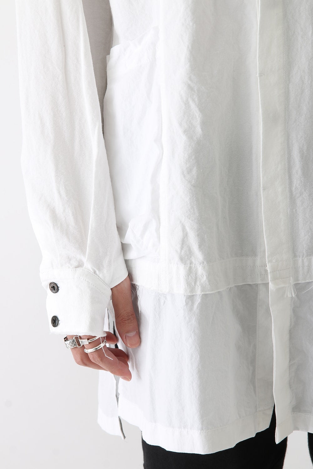 Cotton Linen Typewriter Cloth Long Shirt White