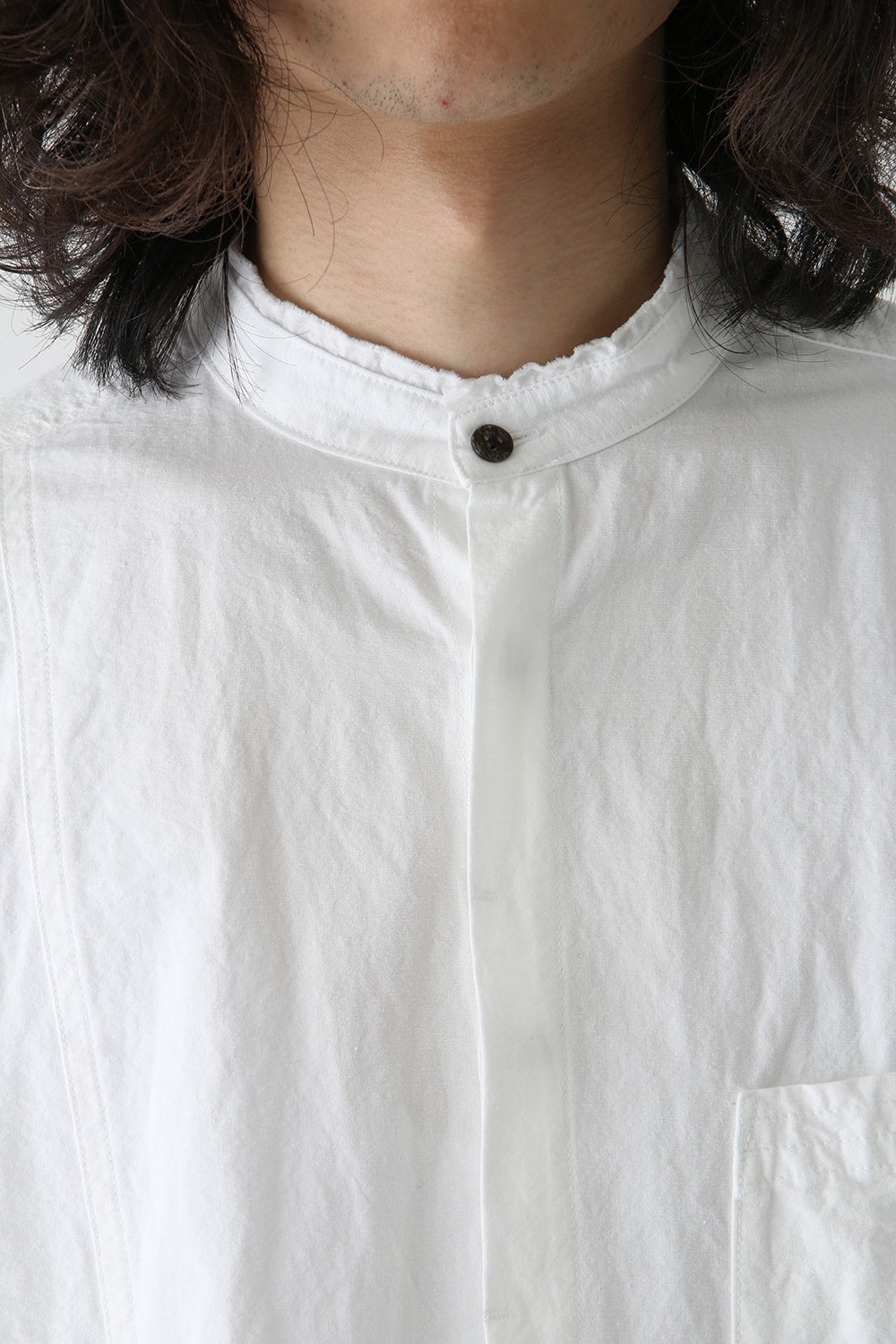 Cotton Linen Typewriter Cloth Long Shirt White