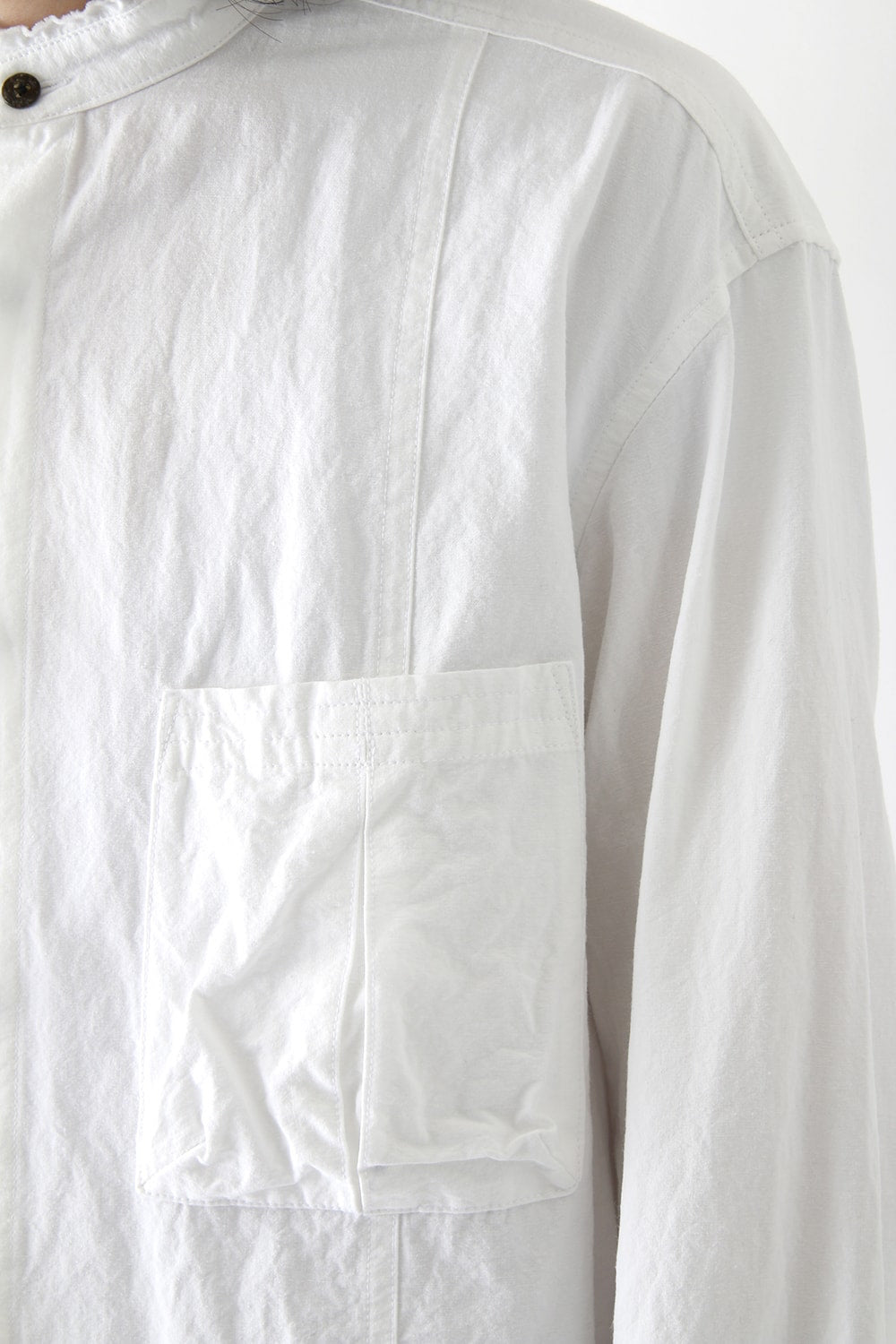 Cotton Linen Typewriter Cloth Long Shirt White