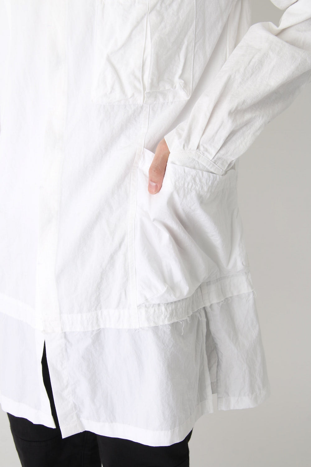 Cotton Linen Typewriter Cloth Long Shirt White