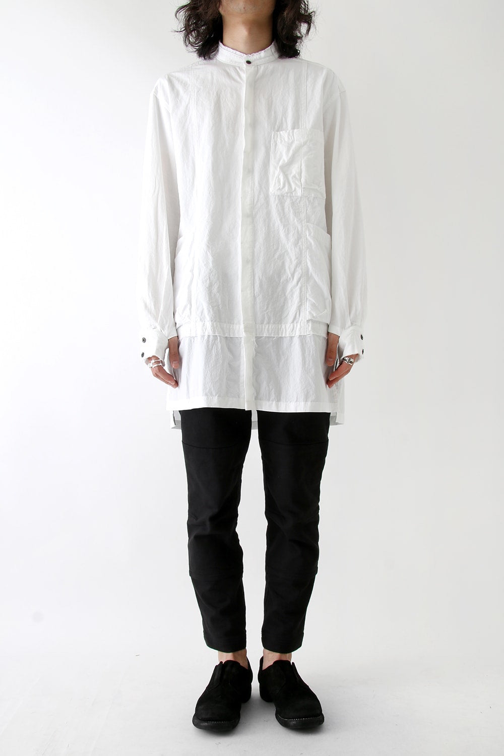 Cotton Linen Typewriter Cloth Long Shirt White