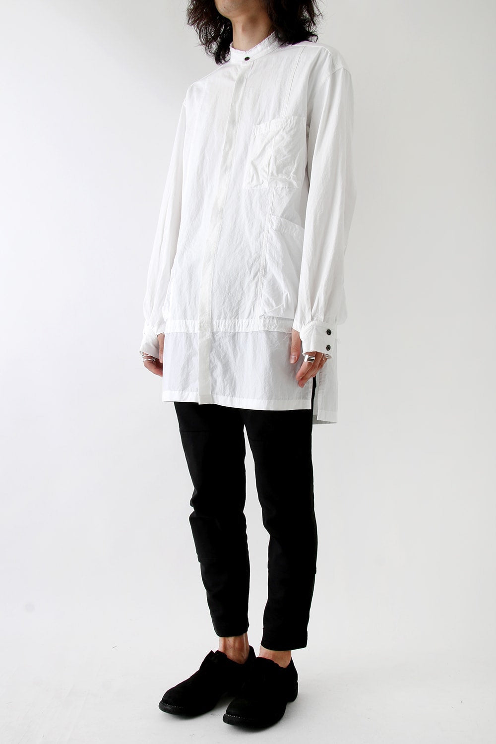 Cotton Linen Typewriter Cloth Long Shirt White