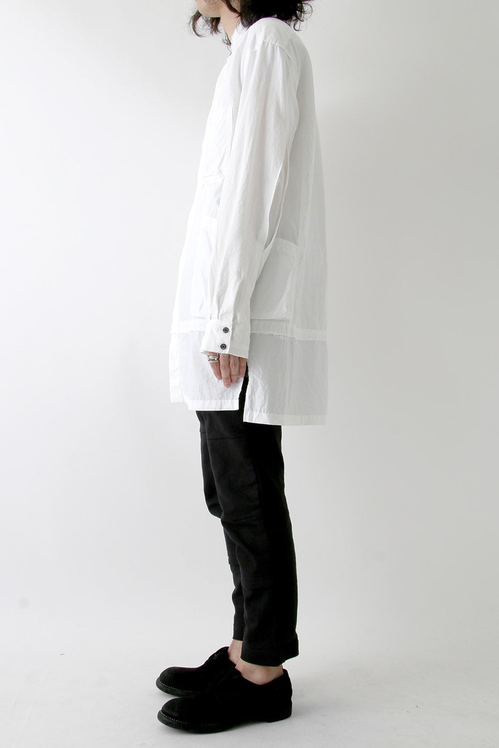 Cotton Linen Typewriter Cloth Long Shirt White