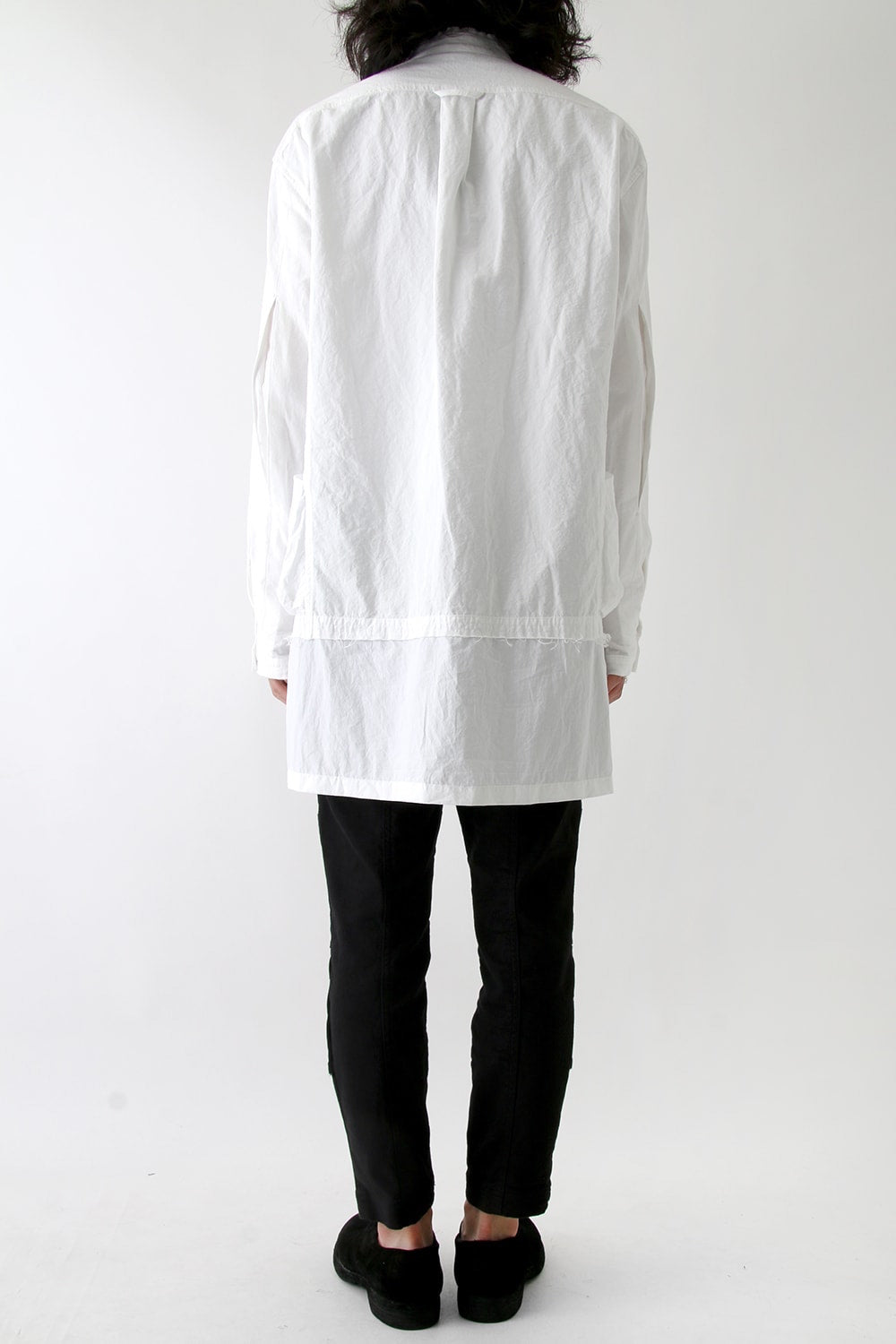 Cotton Linen Typewriter Cloth Long Shirt White