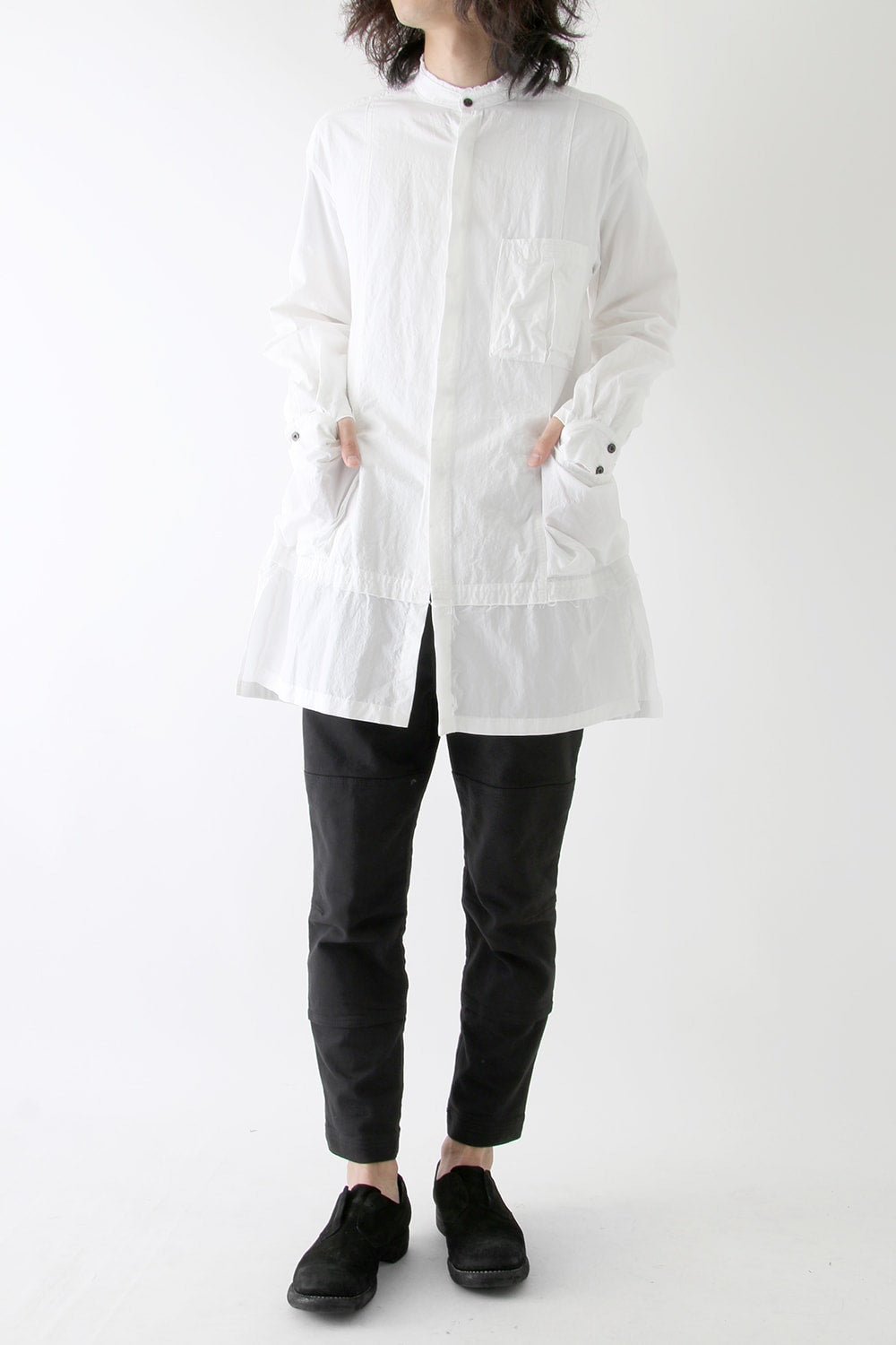 Cotton Linen Typewriter Cloth Long Shirt White