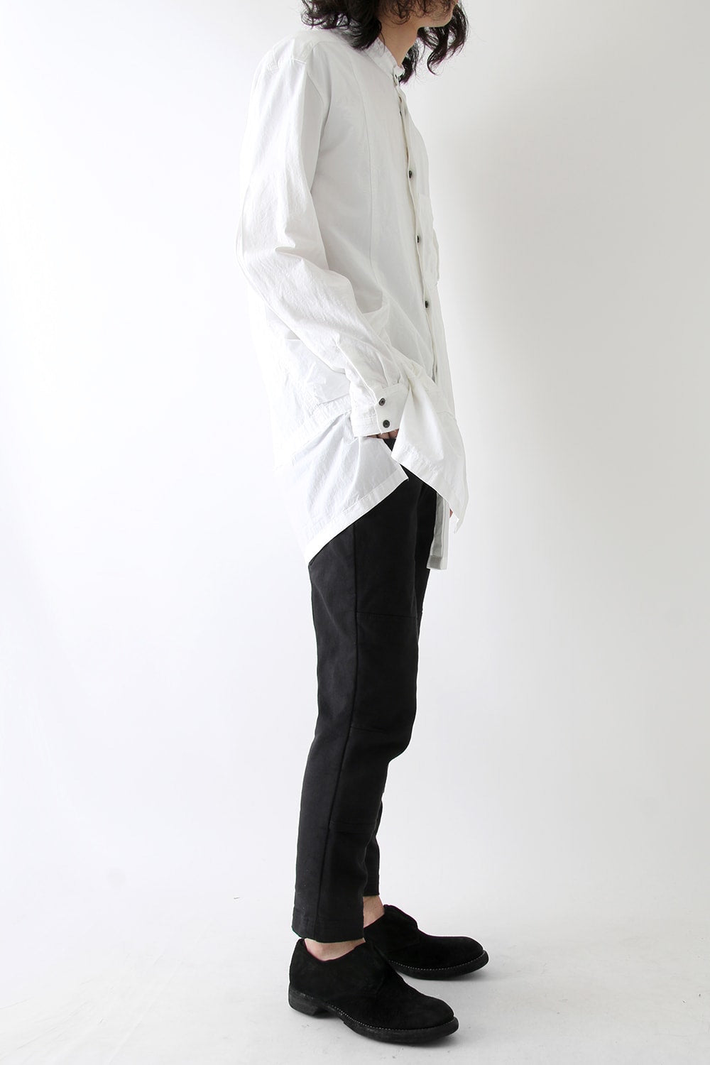 Cotton Linen Typewriter Cloth Long Shirt White