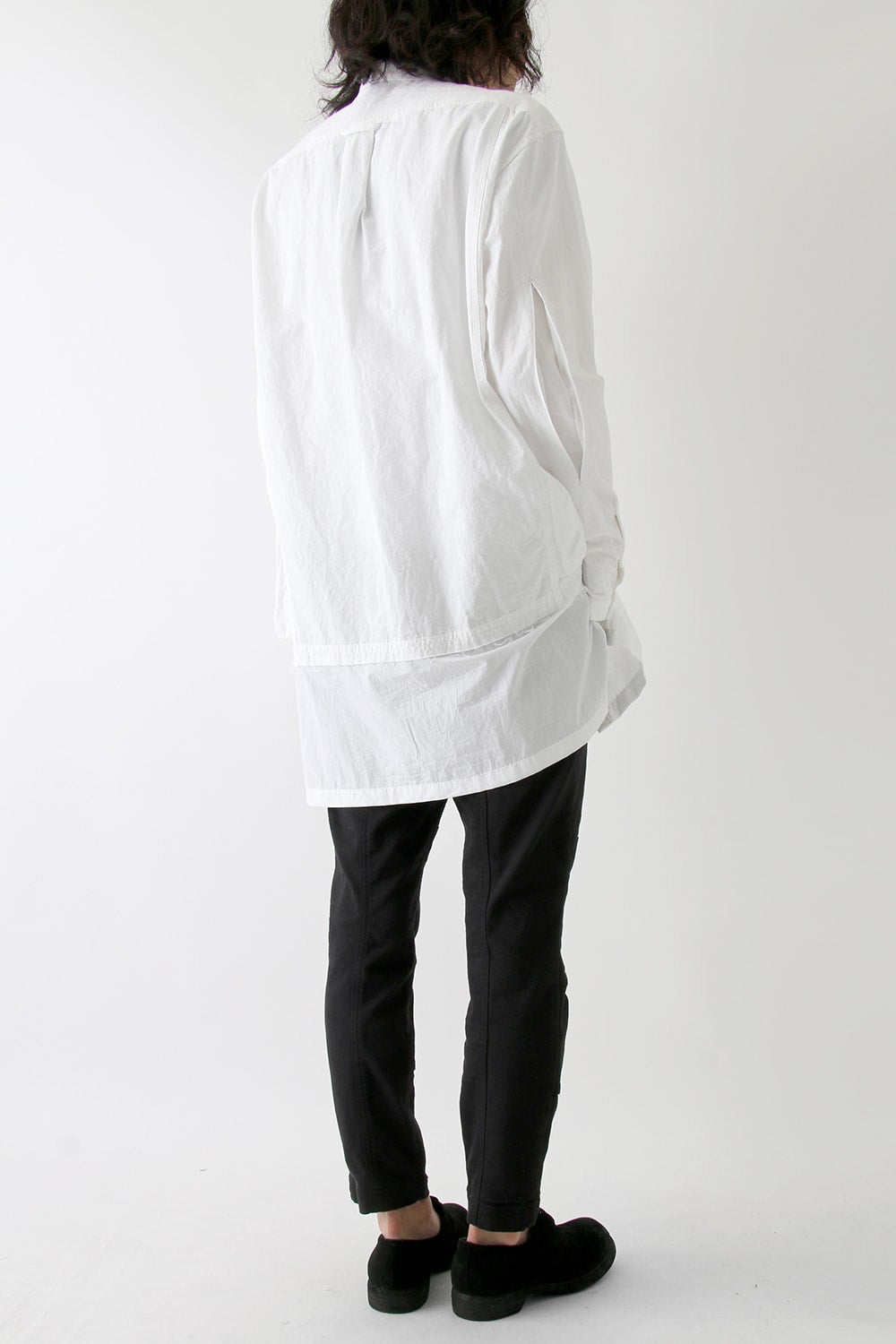 Cotton Linen Typewriter Cloth Long Shirt White