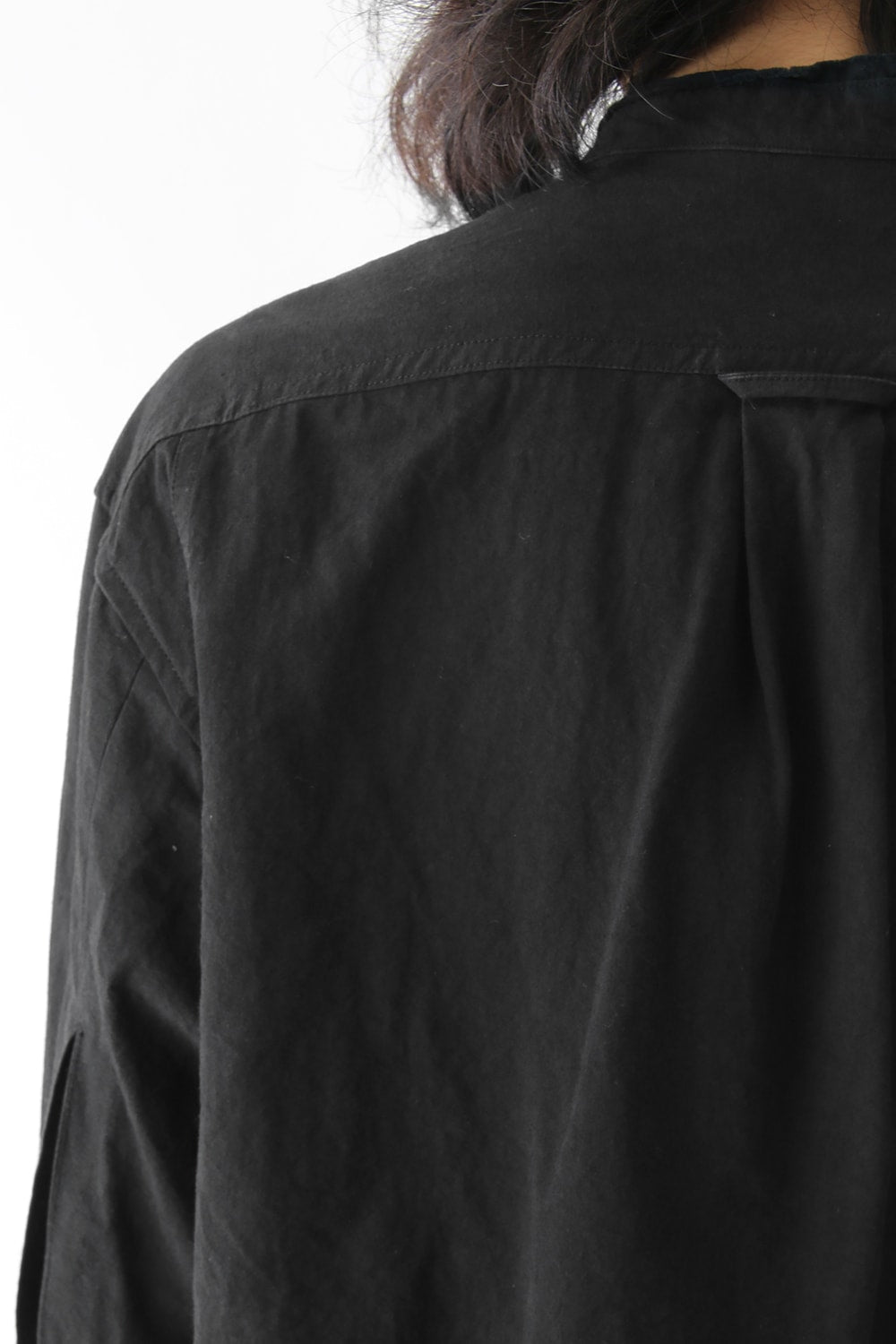 Cotton Linen Typewriter Cloth Long Shirt Black