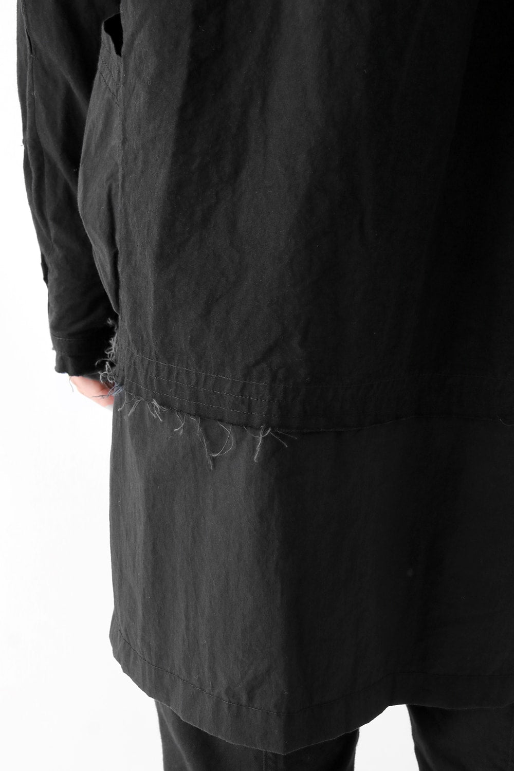 Cotton Linen Typewriter Cloth Long Shirt Black