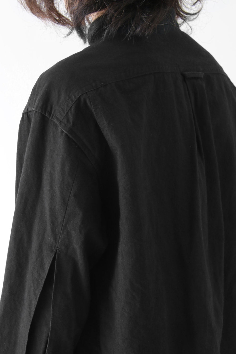 Cotton Linen Typewriter Cloth Long Shirt Black