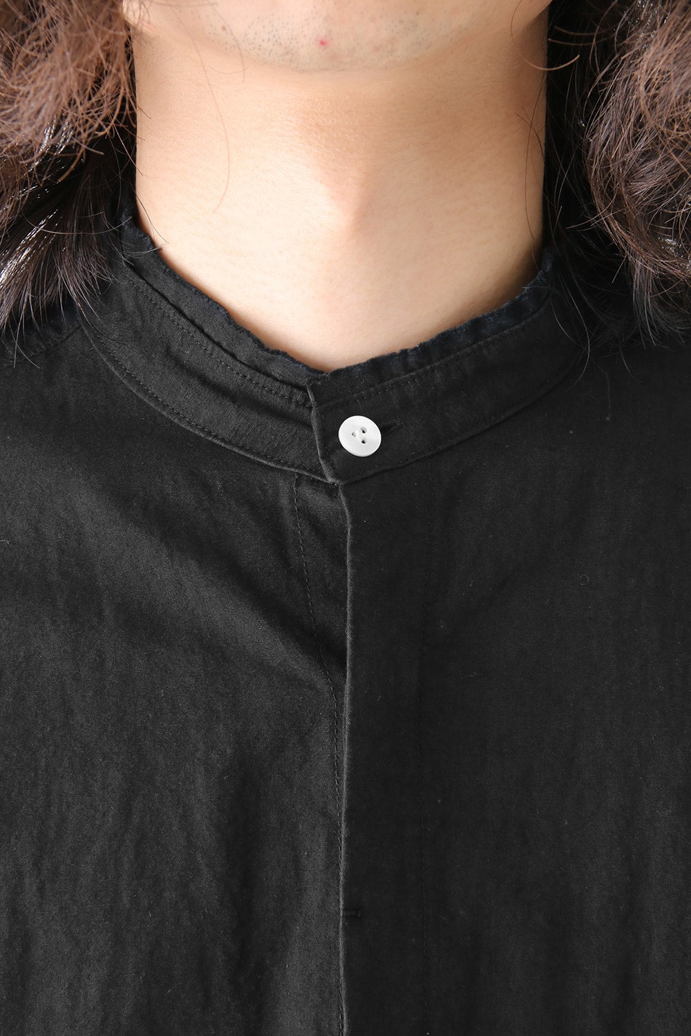 Cotton Linen Typewriter Cloth Long Shirt Black