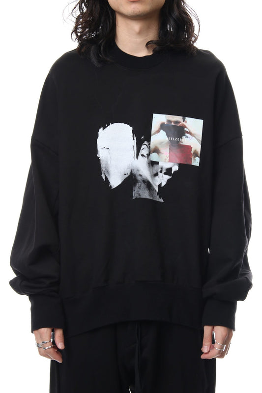 PRINT SEAMED SLEEVE SWEATSHIRT