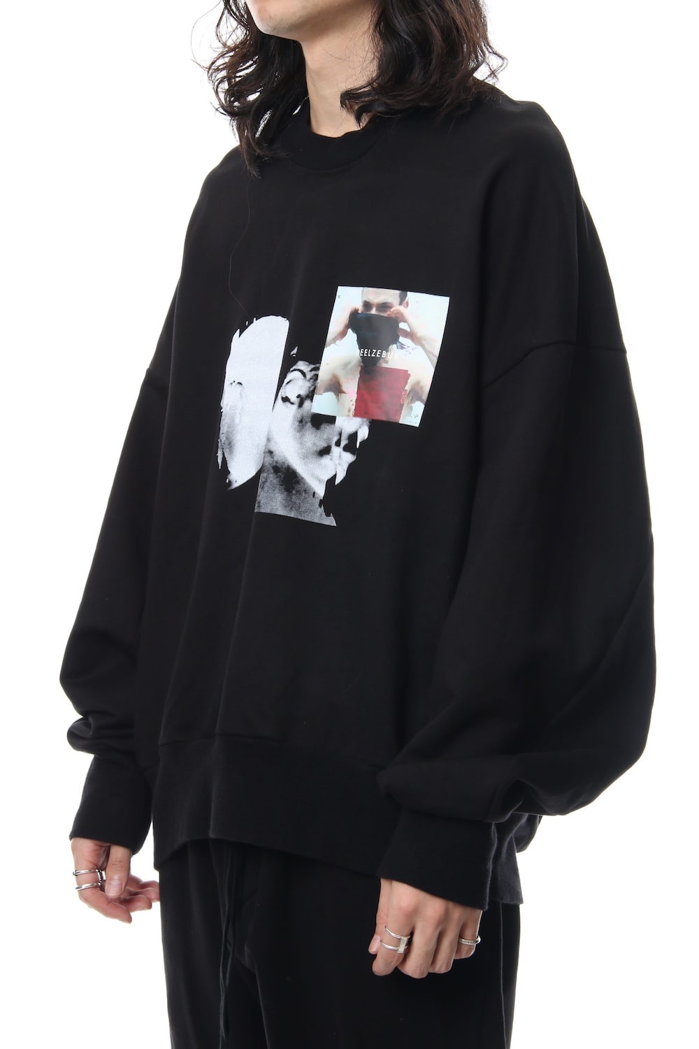 PRINT SEAMED SLEEVE SWEATSHIRT