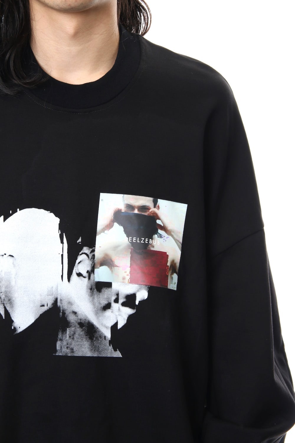 PRINT SEAMED SLEEVE SWEATSHIRT