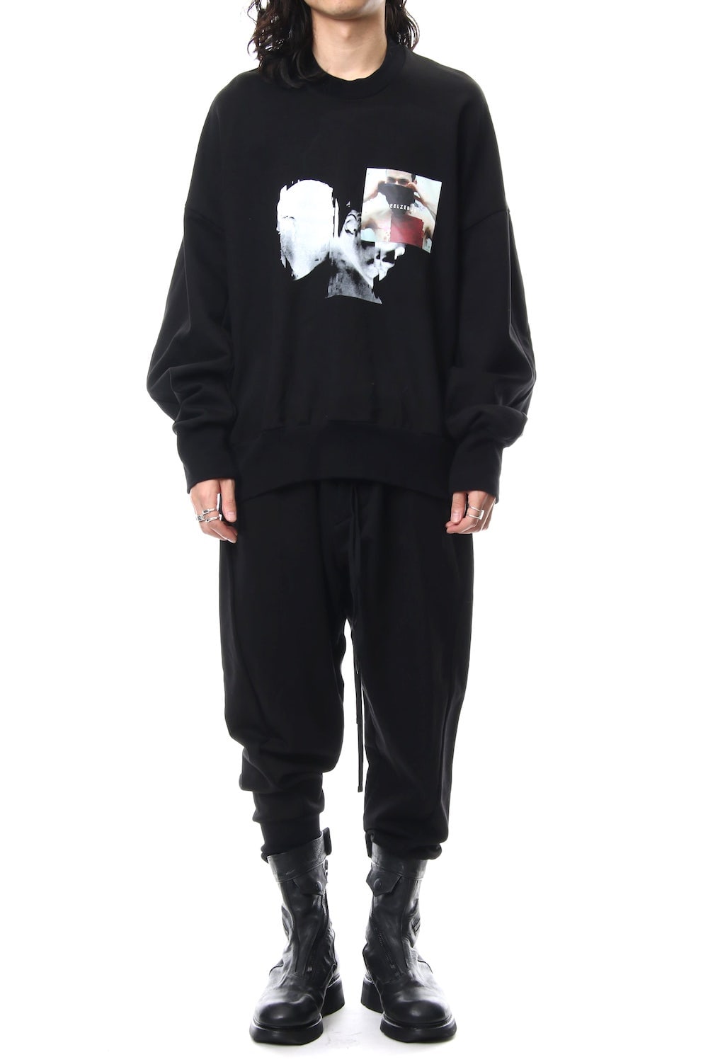 PRINT SEAMED SLEEVE SWEATSHIRT