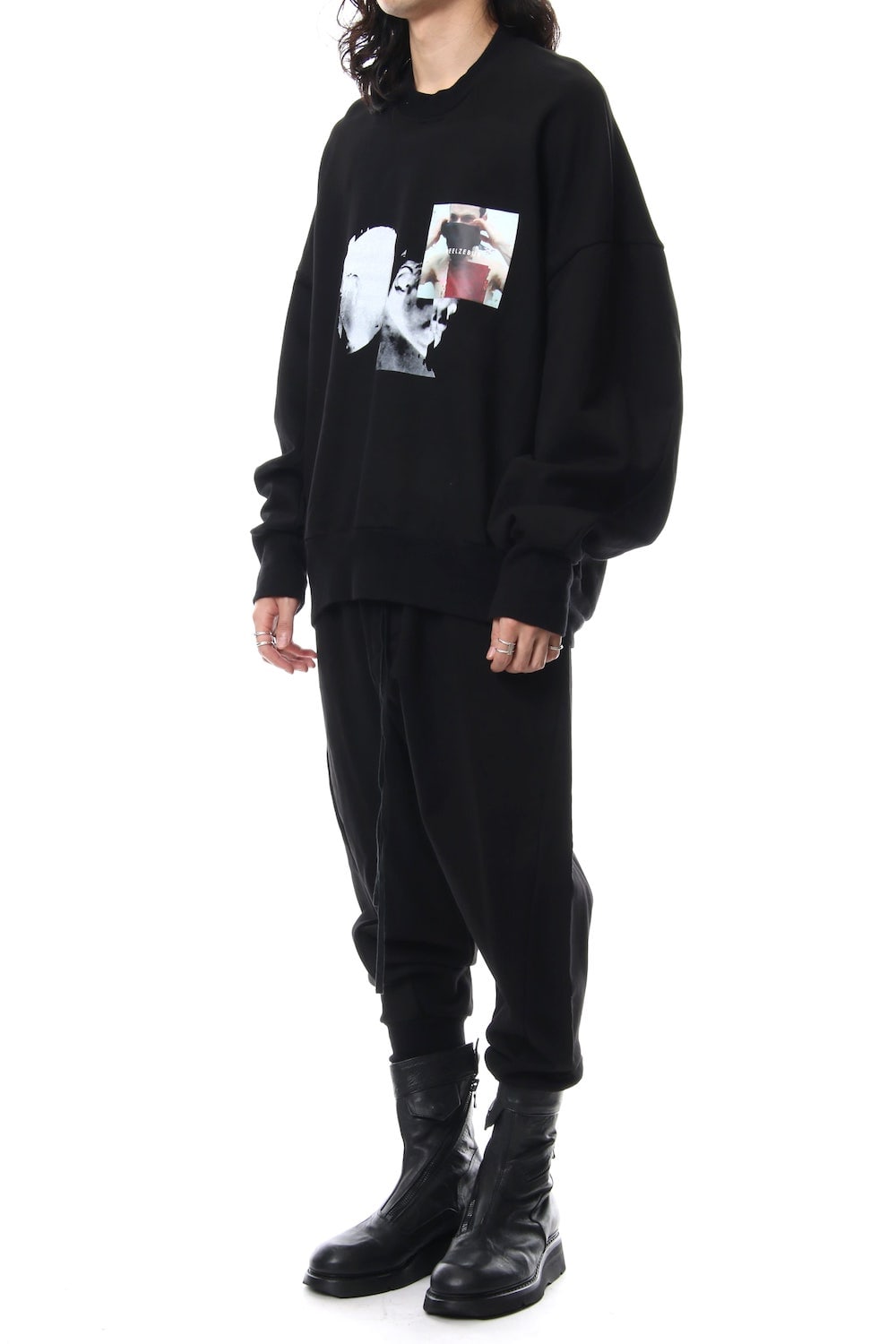 PRINT SEAMED SLEEVE SWEATSHIRT